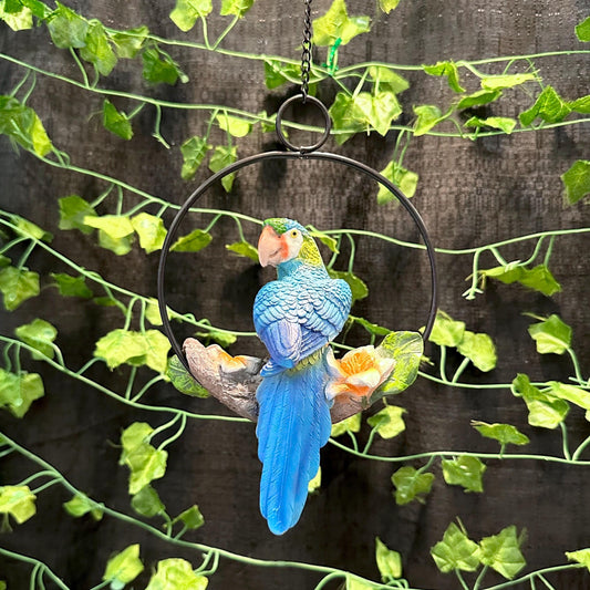 Blue Parrot Hanging Resin Decor