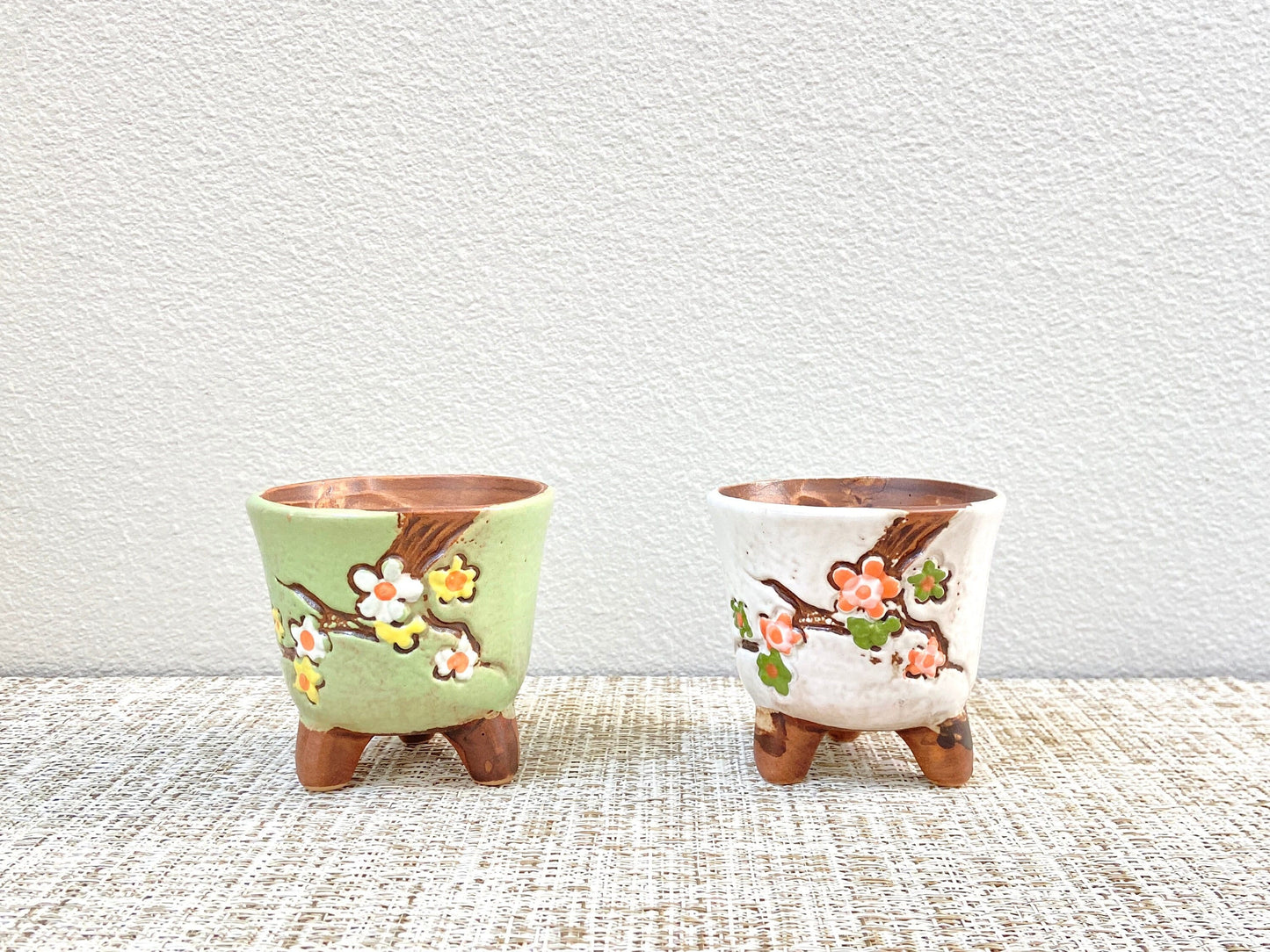 Set of 2 Flower Branch Small Pots