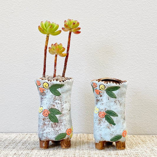 Swirl and Leaf Pot