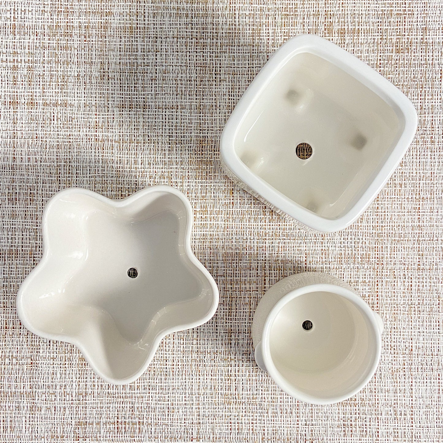 Set of 3 Small White Pots