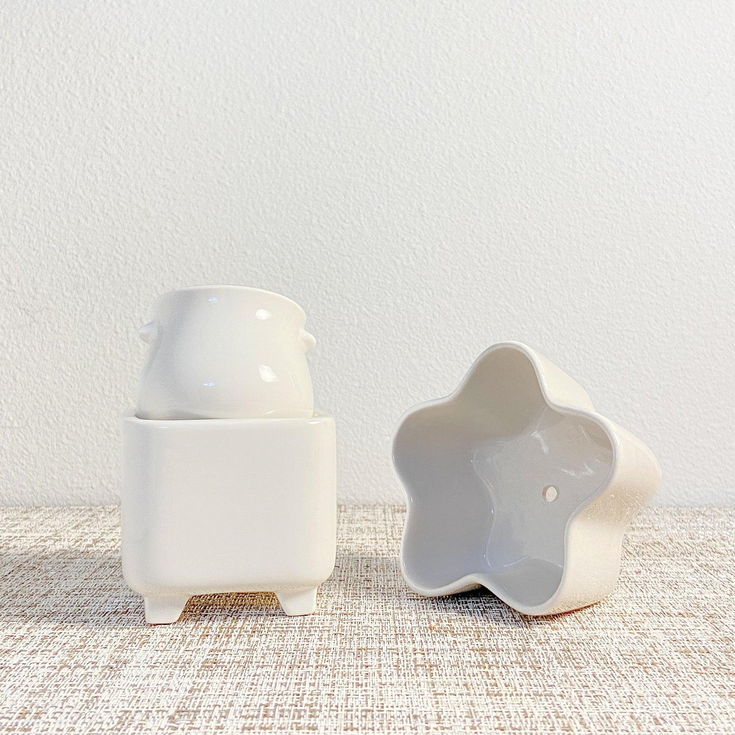 Set of 3 Small White Pots