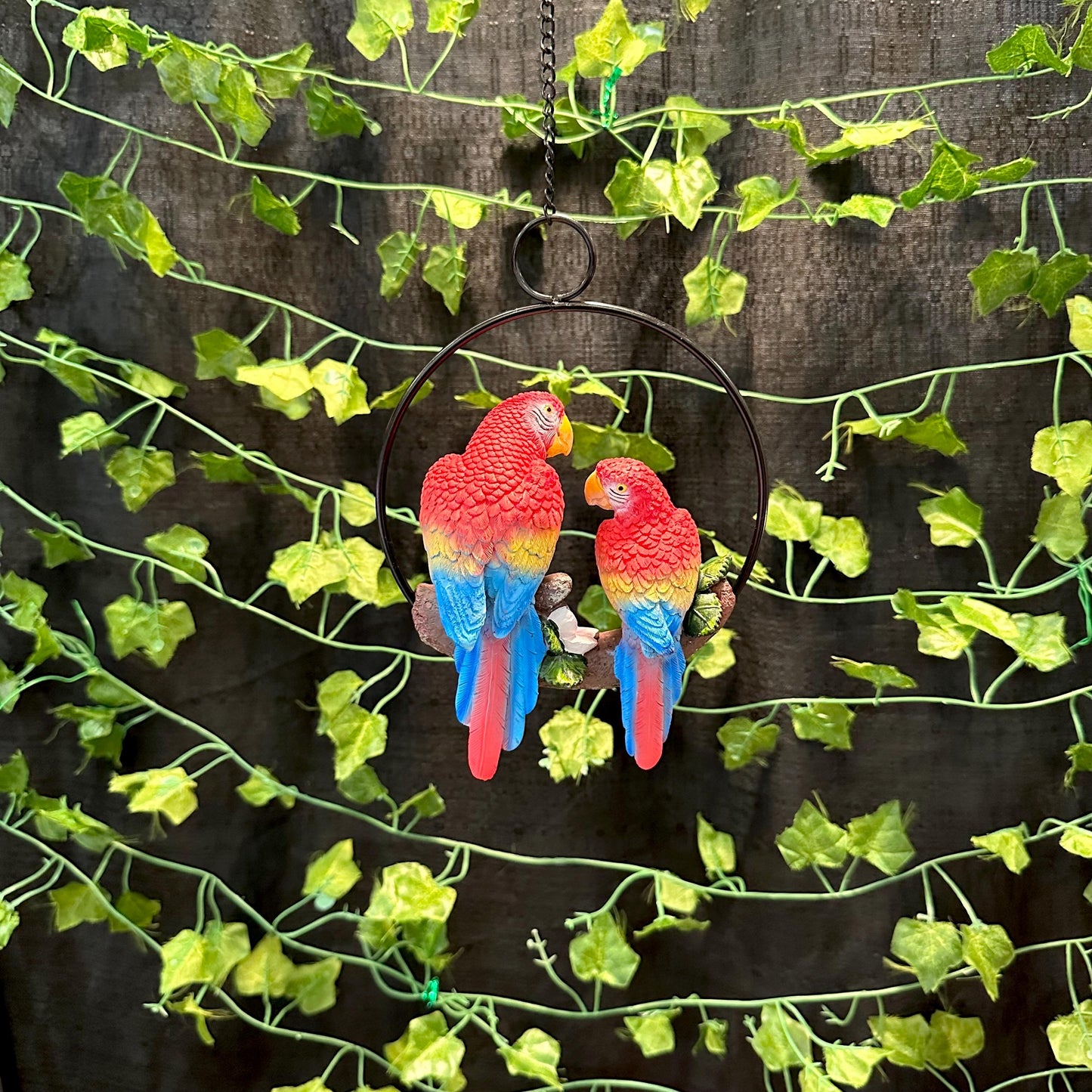 Red Parrot Pair Hanging Resin Decor
