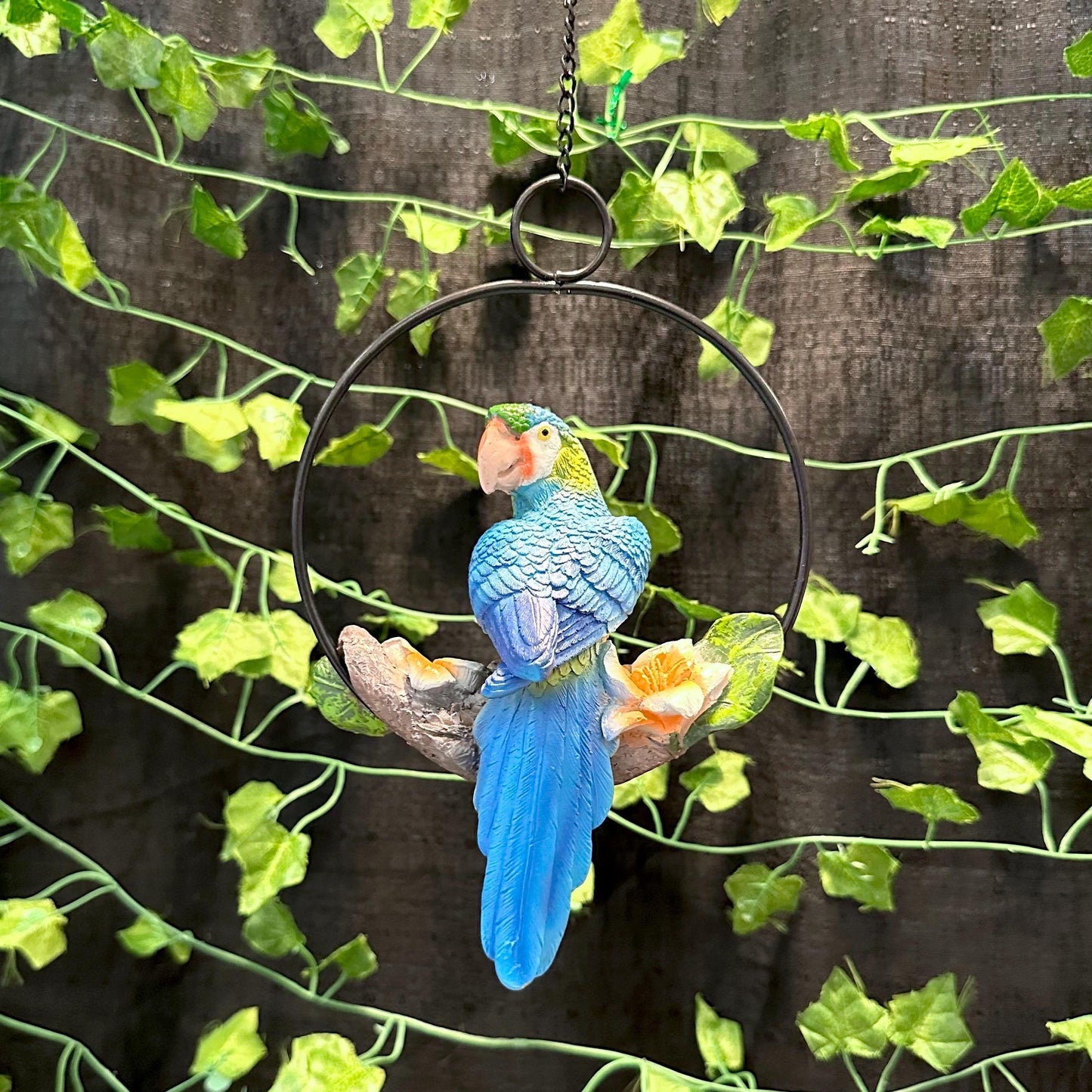 Blue Parrot Hanging Resin Decor