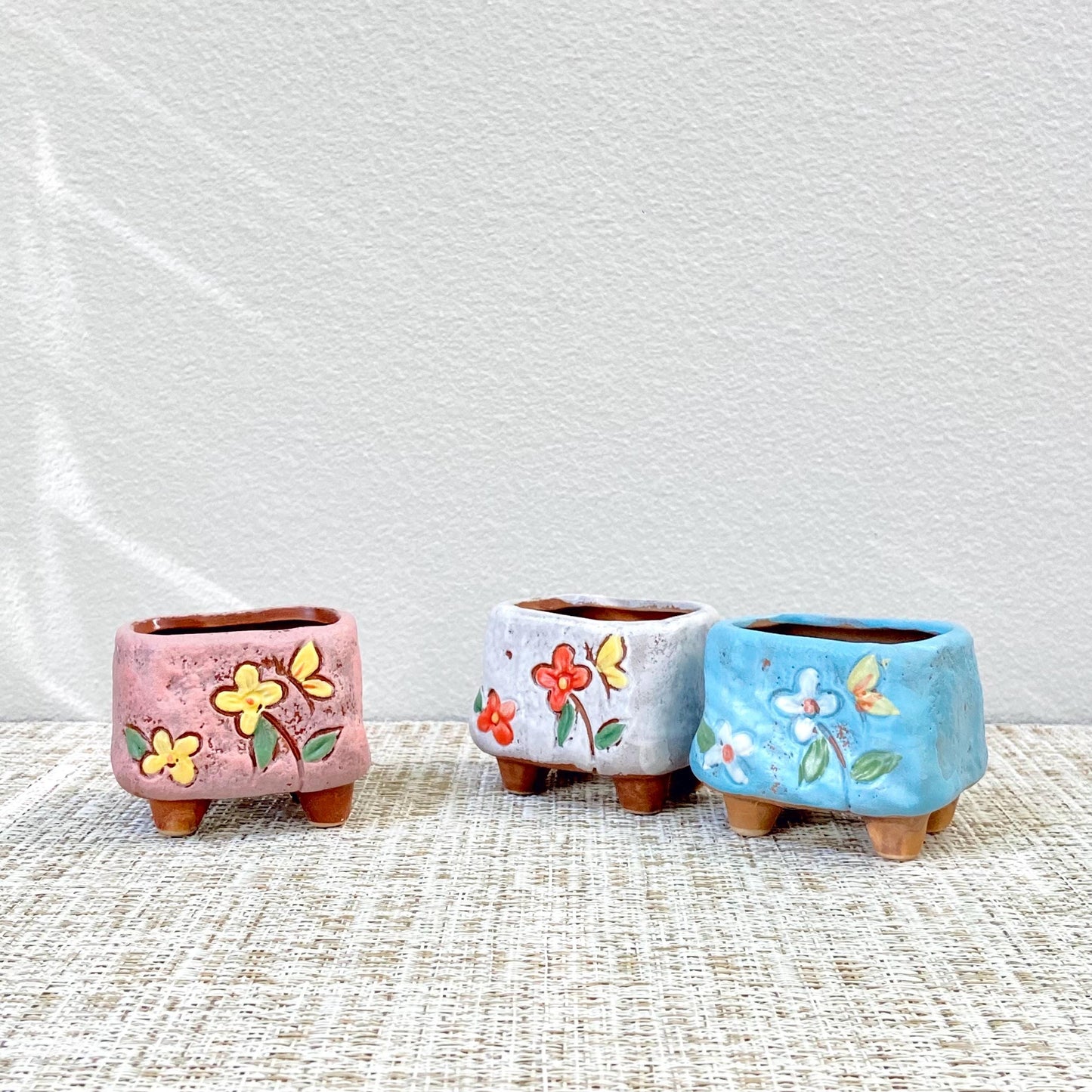 Set of 3 Mini Floral Pots