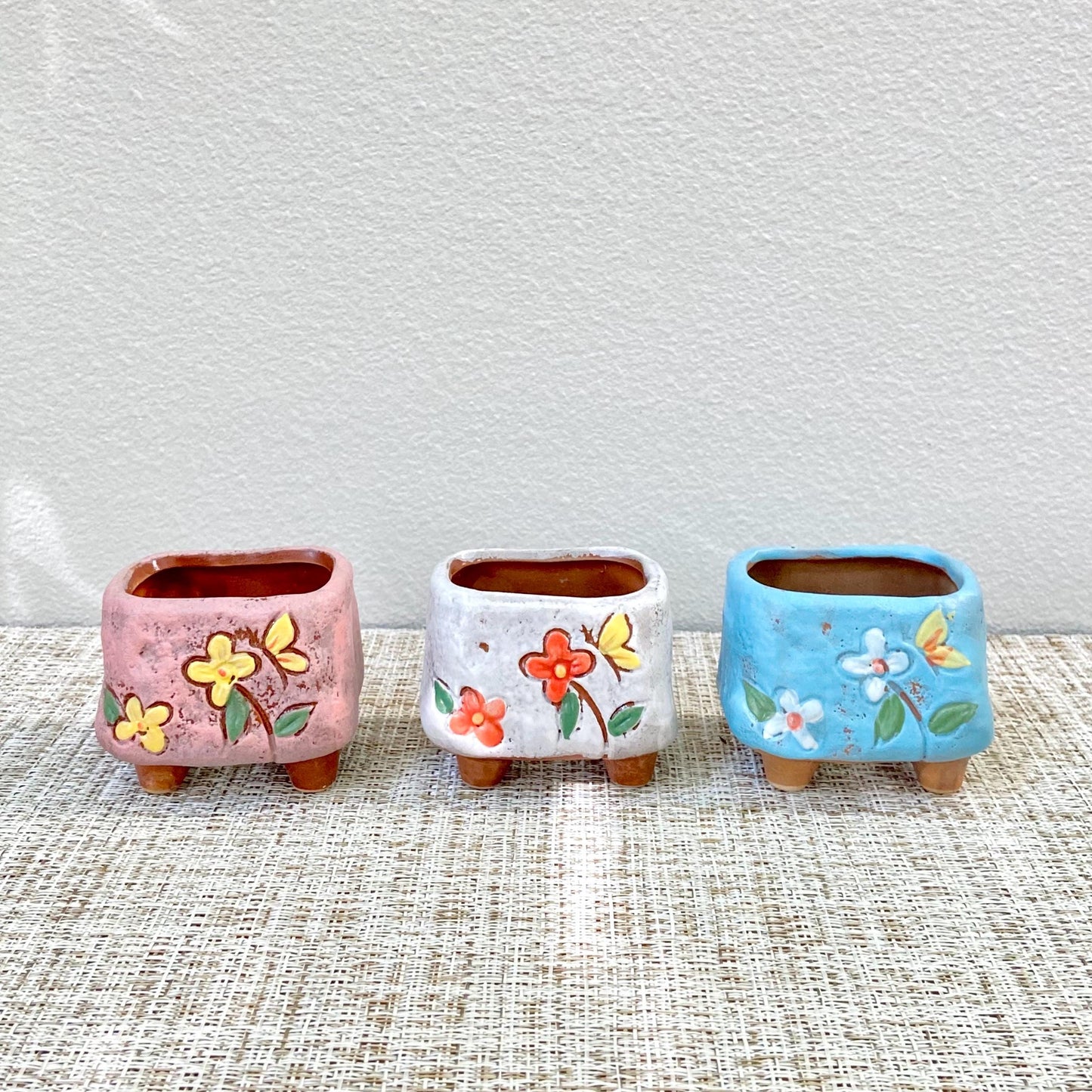 Set of 3 Mini Floral Pots
