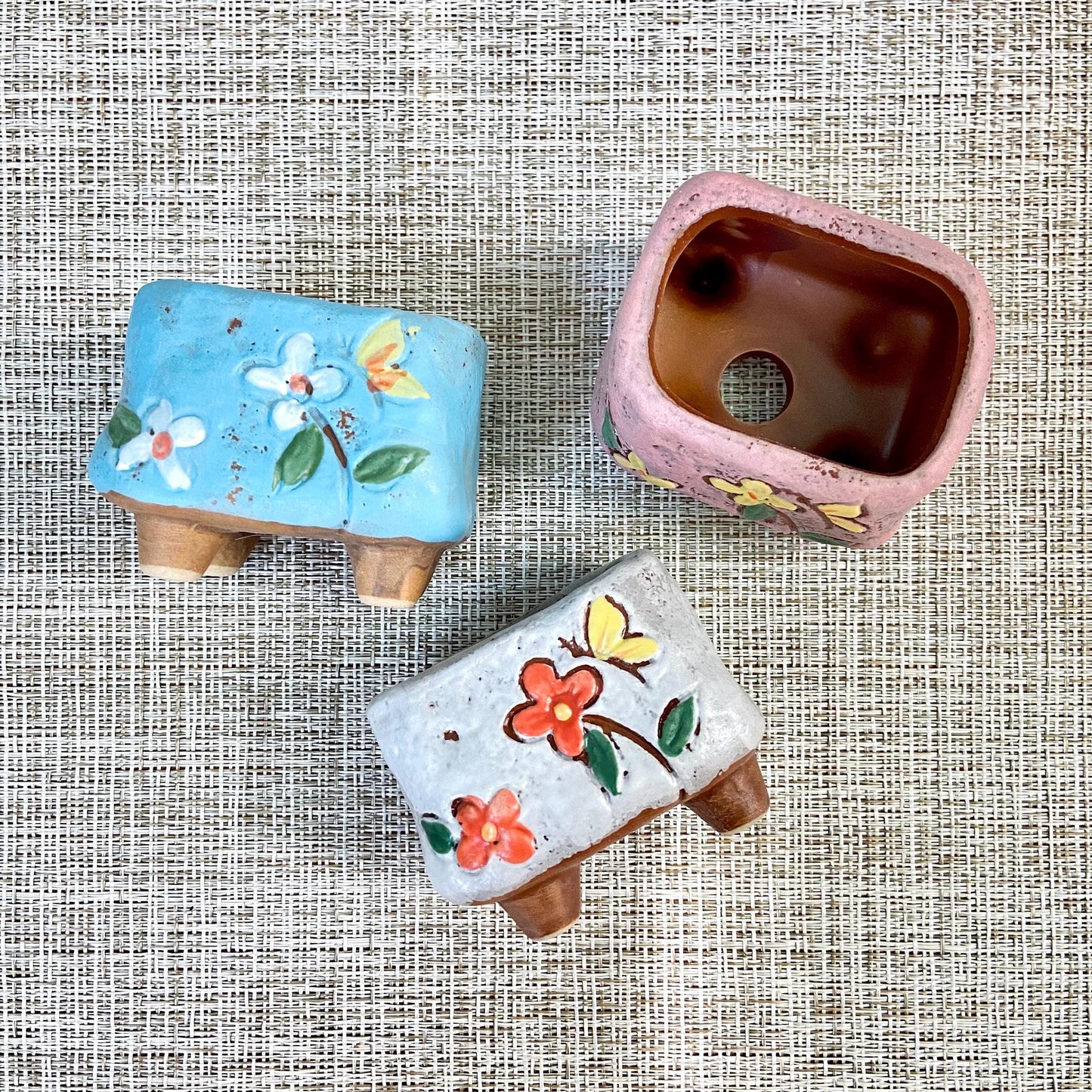 Set of 3 Mini Floral Pots