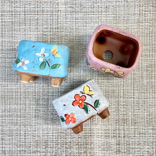 Set of 3 Mini Floral Pots