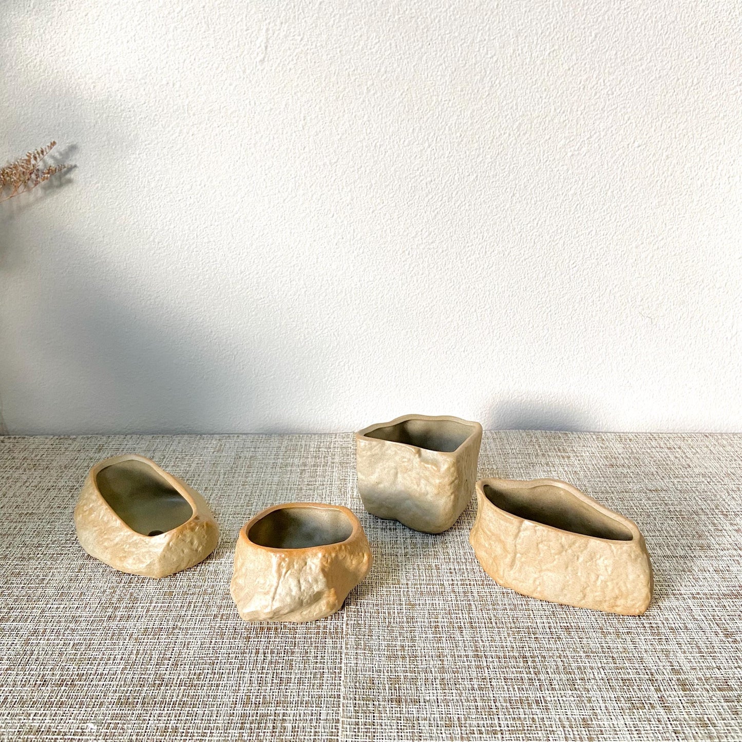 Ceramic Faux Rock Planters, Set of 4
