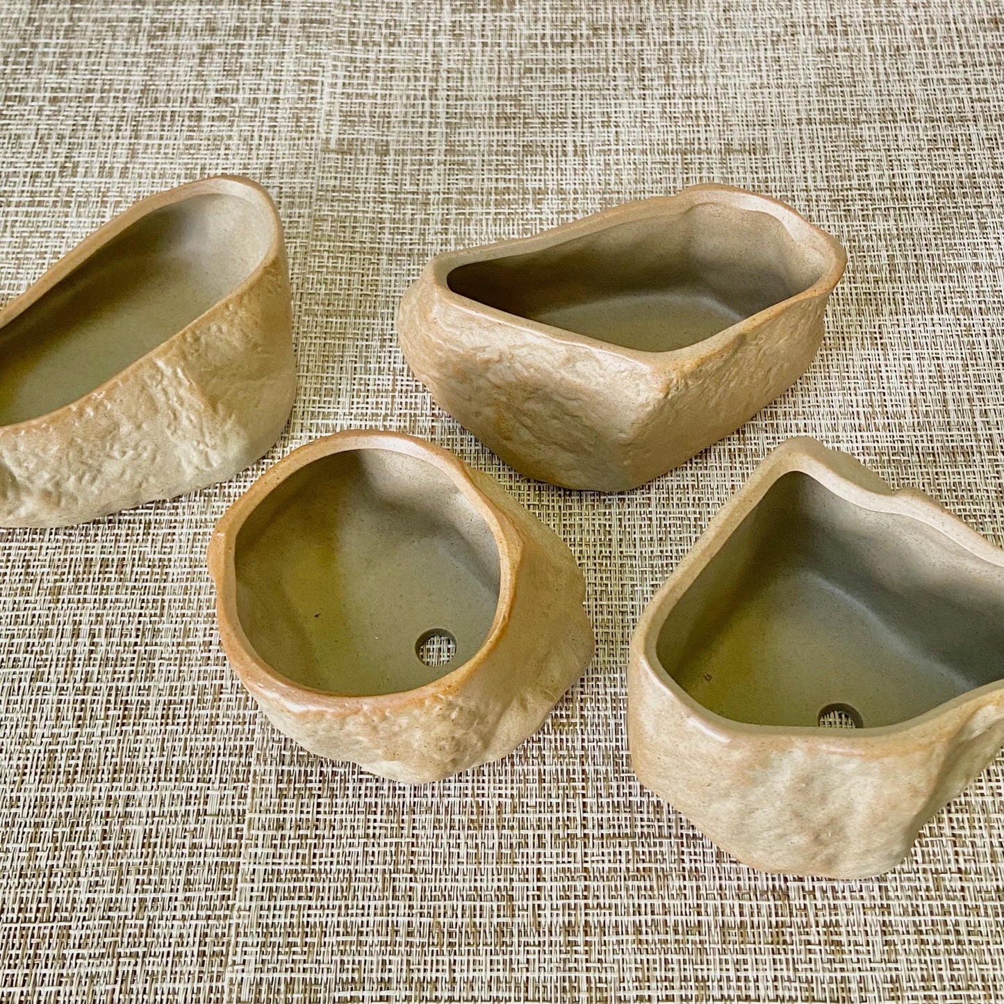 Ceramic Faux Rock Planters, Set of 4