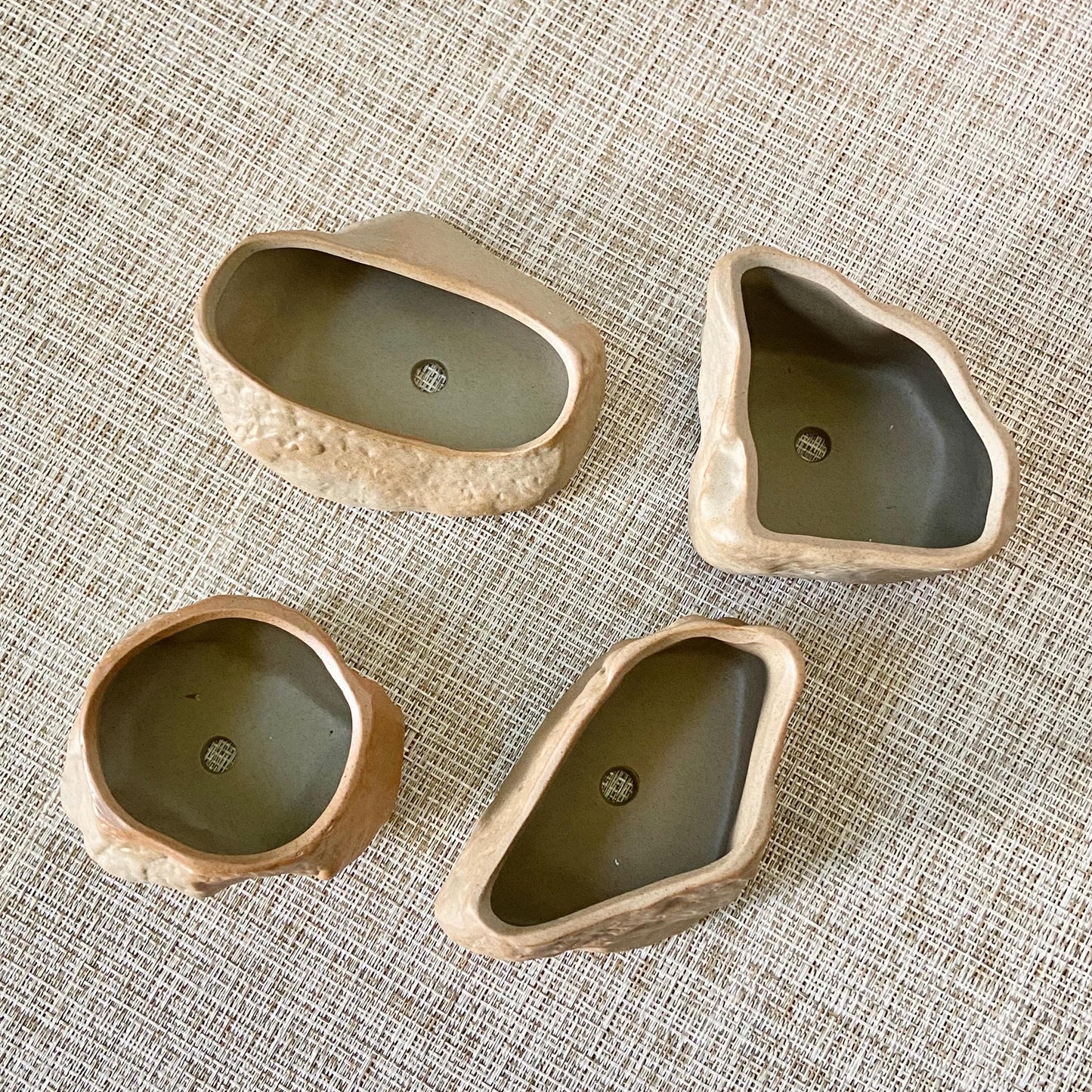 Ceramic Faux Rock Planters, Set of 4