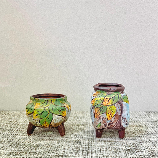 Leafy Textured Planters, Set of 2