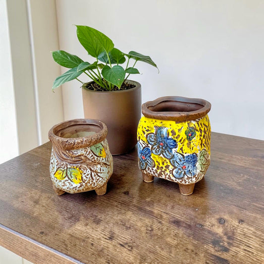 Vintage Style Footed Planters, Set of 2
