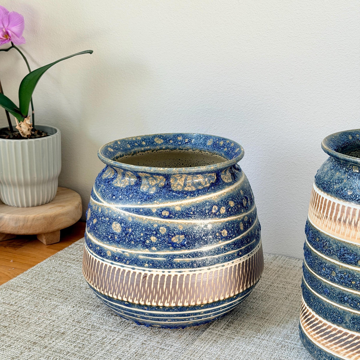 Large Ceramic Planter in Midnight-Blue
