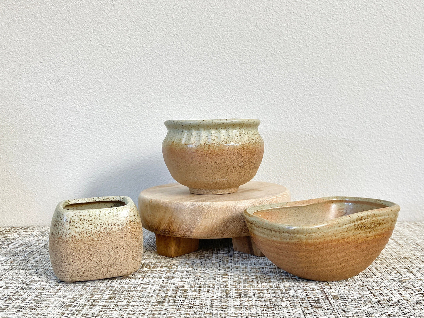 Set of 3 Ceramic Neutral Pots
