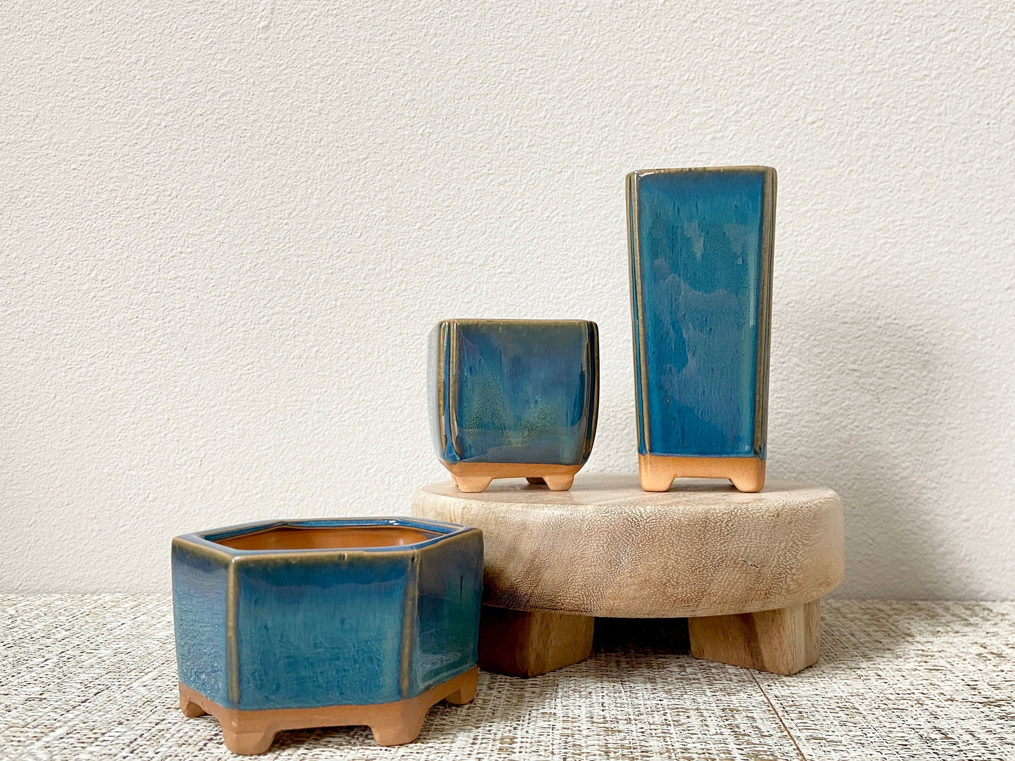 Set of 3 Ocean Blue Pots